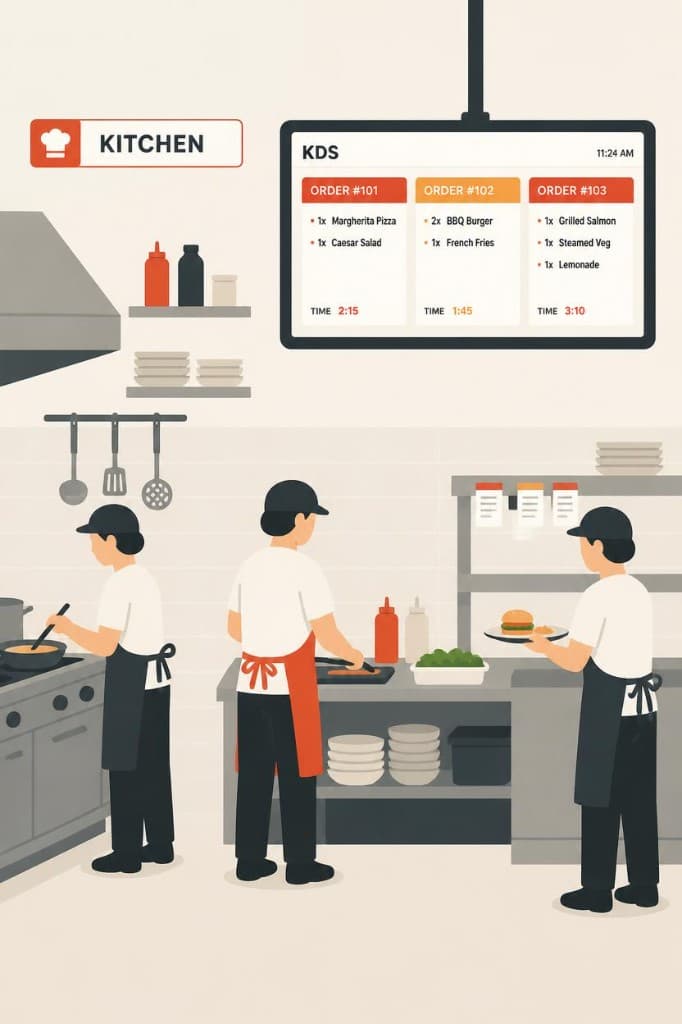 Kitchen team working from Digitable kitchen display tickets