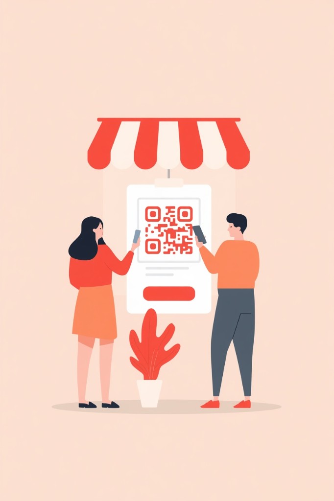 Guests using QR code ordering at a restaurant